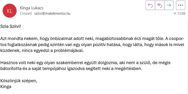Lukács Kinga levele Szilviának